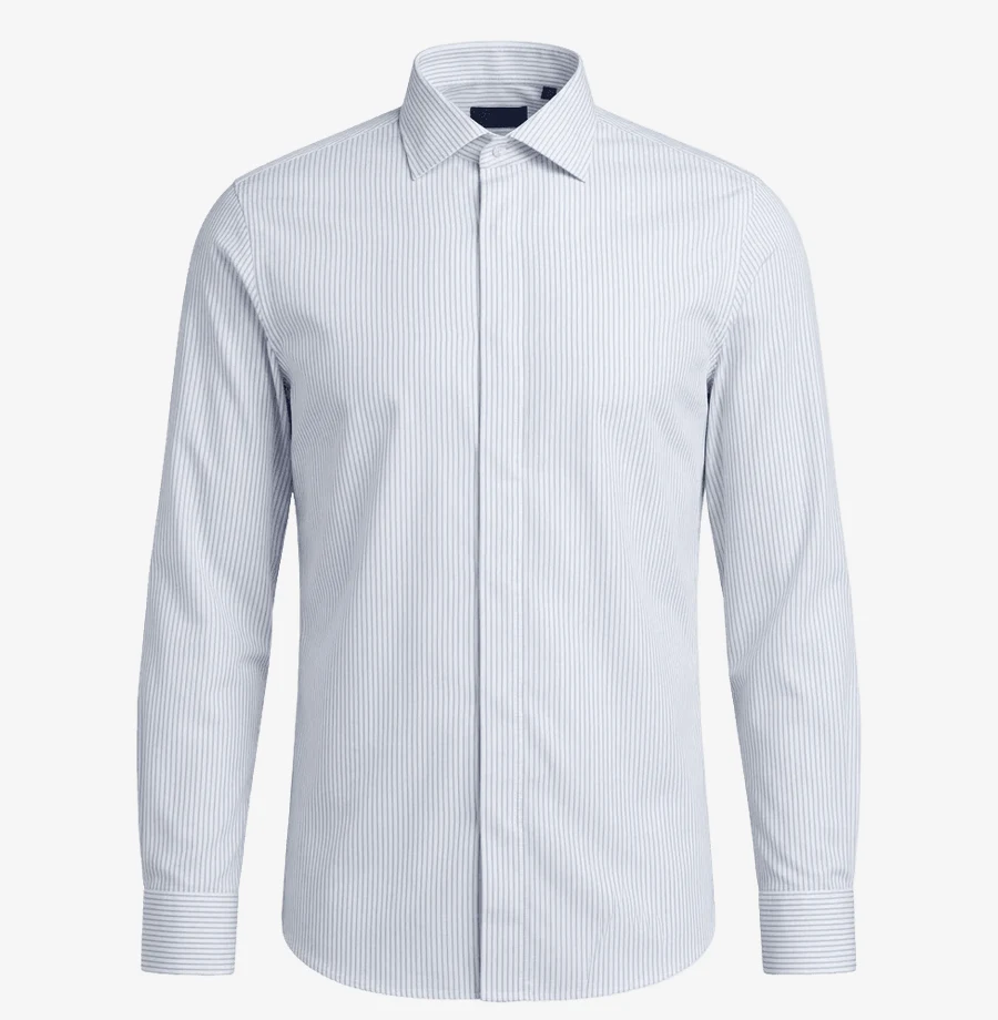 Camisa Esencial rayado fino, molde hombre